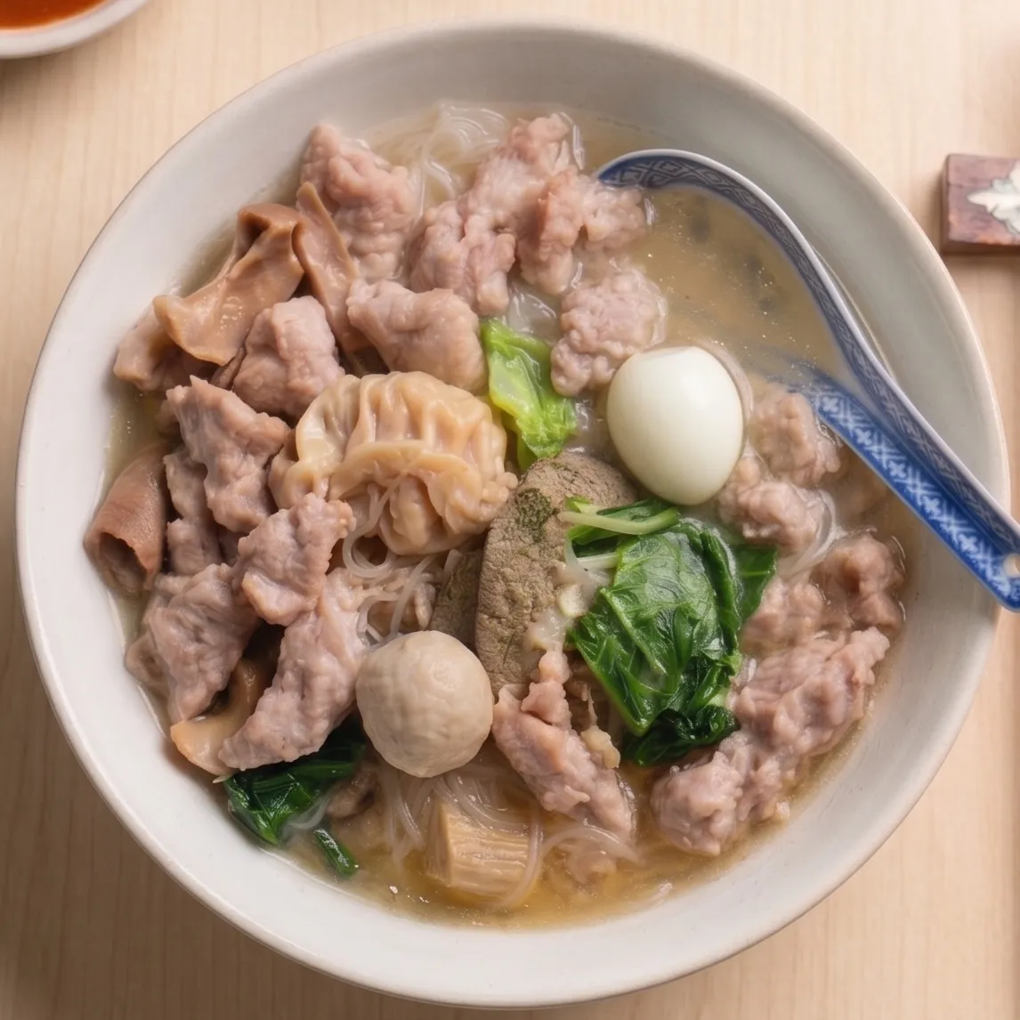 A bowl of Kyay Oh seen from above